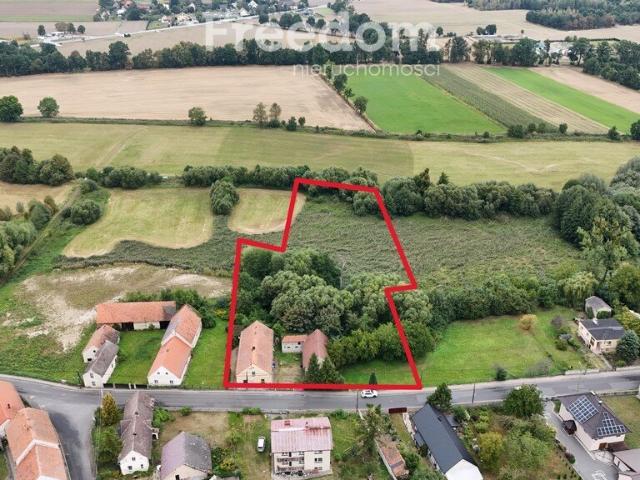 Dom z dwoma wejściami, 70 arów, garaż i zabudowania