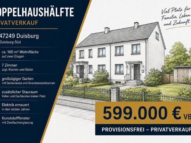 Doppelhaushälfte mit ca. 160 qm & großem Garten in Duisburg Süd