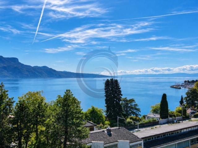 DOPPELHAUSHÄLFTE MIT PANORAMABLICK AUF DEN SEE UND EINEM PRIVATEN GARTEN