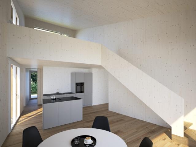 Doppelhaushälfte im Atelierhaus Stil modern, individuell und naturnah
