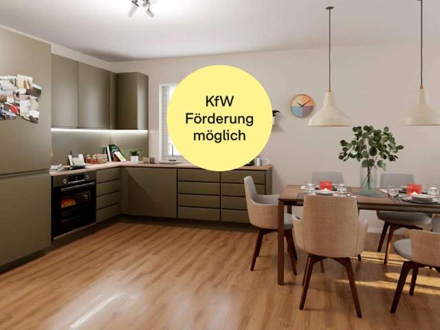 Doppelhaushälfte im Effizienzhaus 55 Standard mit Terrasse und Garten
