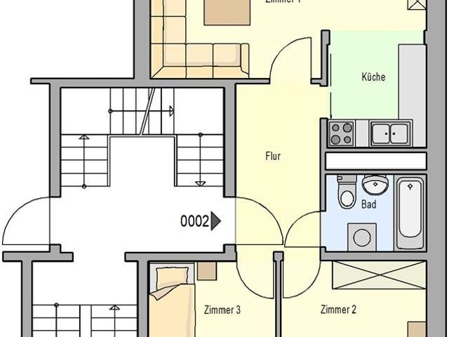Drei Zimmer mit 6 m Südbalkon