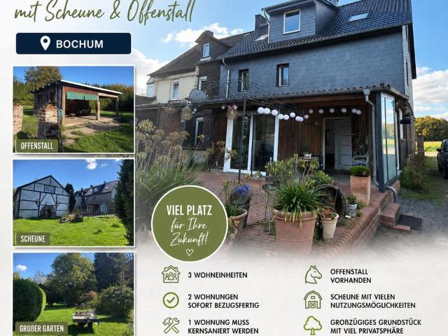 DREIFAMILIENHAUS MIT SCHEUNE & OFFENSTALL IN BOCHUM