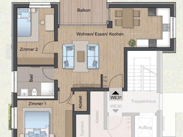 Dreizimmerwohnung. mit Balkon im 1. OG Oktoberaktion + € 2500 Küchengutschein extra!