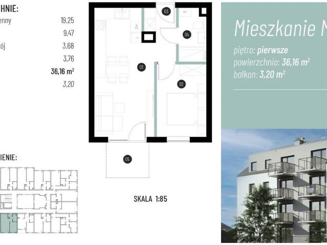 Dwupokojowe mieszkanie 36,16 m² w Rzeszowie al. gen. Sikorskiego