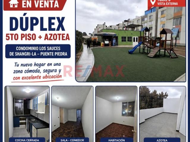 Dúplex + Azotea | 4 Dormitorios | Condominio Los Sauces – Shangri La | Puente Piedra