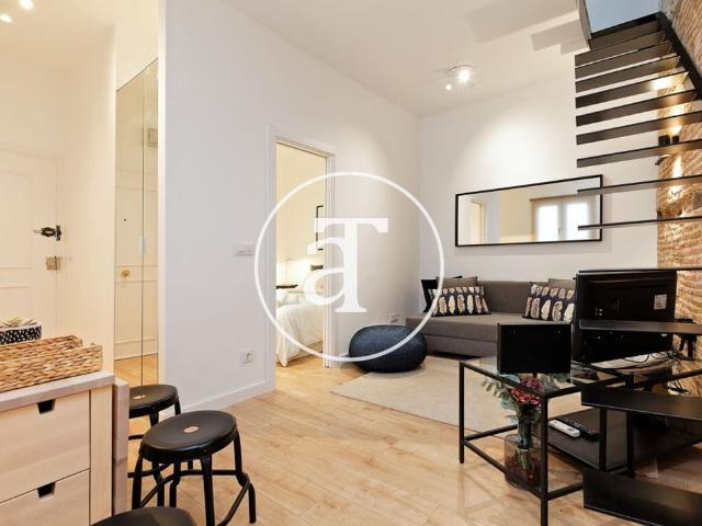 Duplex penthouse for monthly rental with 2 bedrooms and 1 bathroom in the center of Madrid