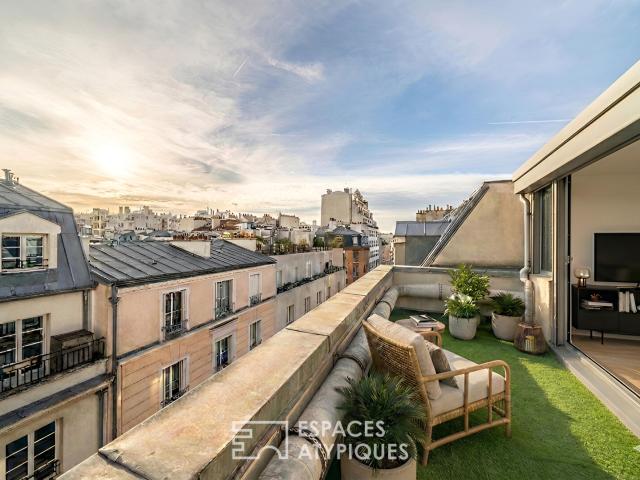Duplex traversant au dernier étage avec terrasses dans le village Saint Charles