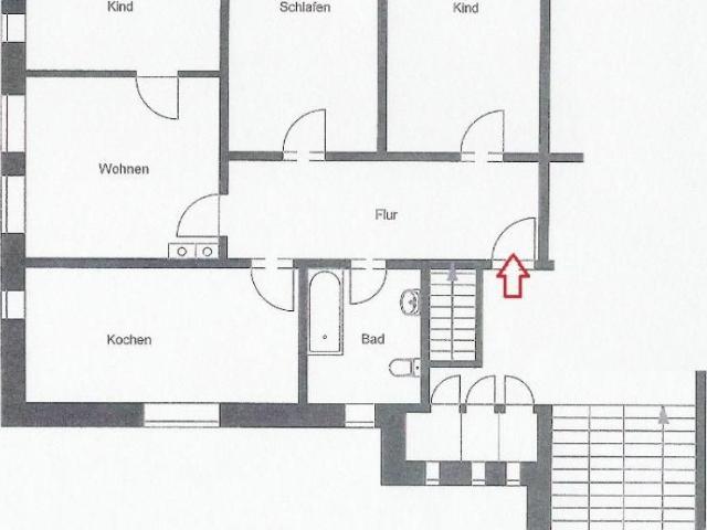 EBK und Kaminofen mögl.! 4 R DG Wohnung, in ruhiger Nebenstraße Langenhessen, Bad mit Fenster