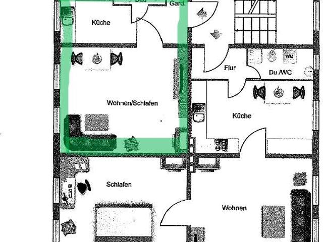 Einzimmerwohnung mit separater Küche und Bad in Usedom