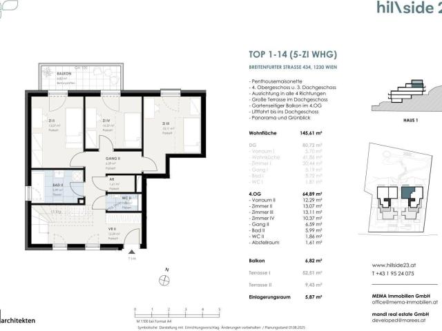 Einzigartige Penthousemaisonette mit 5 Zimmer und grandiöser Dachterrasse zu verkaufen!