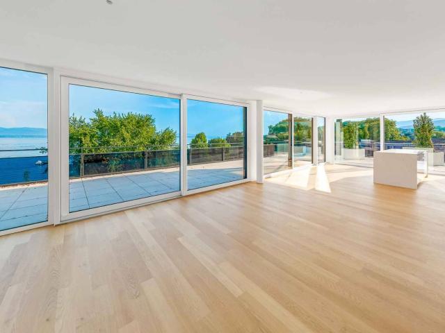 EINZIGARTIGES Dachgeschoss mit 5,5 Zimmern von 180m2 mit einer Dachterrasse von 168m2 mit Panoramablick auf den See und die Alpen