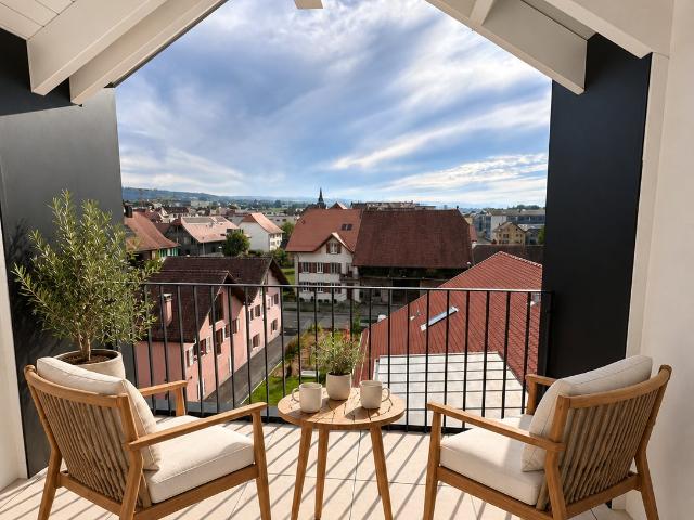 Ein helles Obergeschoss im Herzen von Payerne – 3,5 Zimmer im Duplex