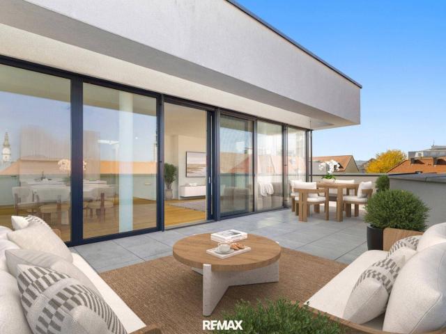 Ein Penthouse der Extraklasse – urbaner Luxus, voll klimatisiert, private Dachterrasse und ein unvergleichlicher Blick über Klagenfurt