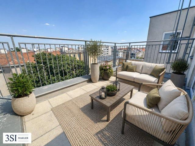 Eine Dachterrasse der Sonderklasse Lichtdurchflutete 3 Zimmer DG Wohnung in ruhiger Seitenstraße des 12. Bezirks