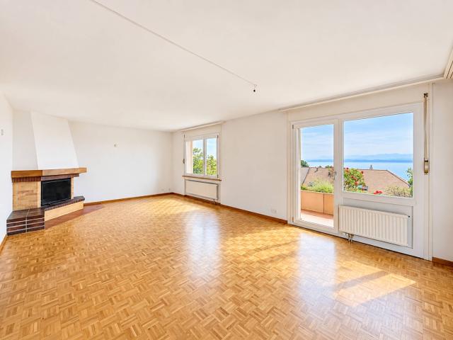 Eine großzügige Wohnung mit Blick auf den See und die Alpen
