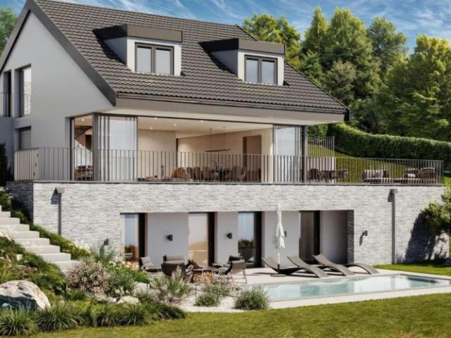 Atemberaubende Aussicht, freistehende Villa nach Plänen