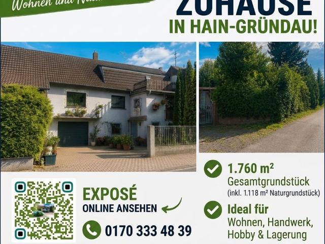 Einfamilienhaus, Nebengebäude, Naturgrundstück in Hain Gründau