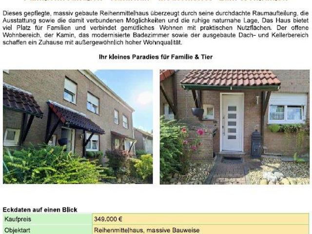 Einfamilienhaus, Reihenhaus, Haus mit Garten Garage u. Stellplatz
