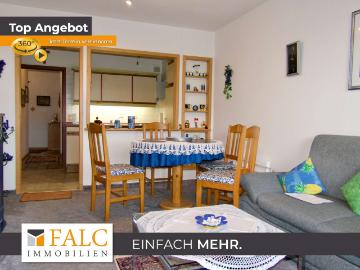 Einfach Mehr: Gepflegte Nichtraucher 2 Zimmer Wohnung, möbiliert, TG, Aufzug, Süd Loggia Balkon