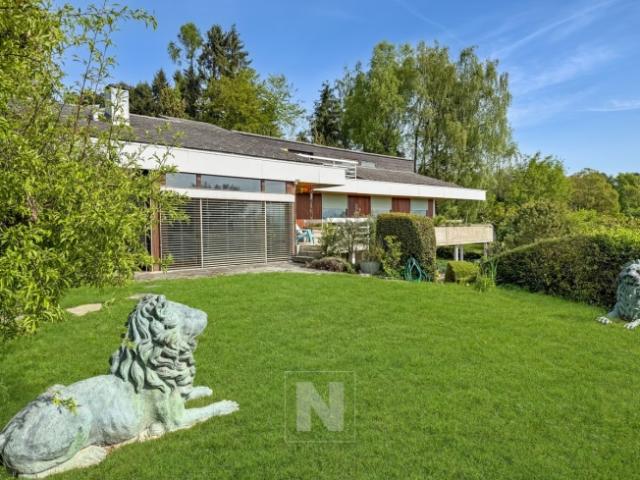 Einstehendes Haus mit Panoramablick auf den See in Denens