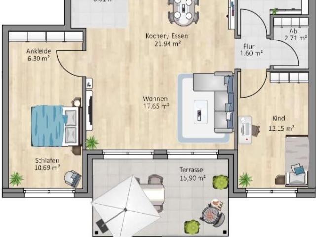 Eigentumswohnung 3 Zimmer mit Garten