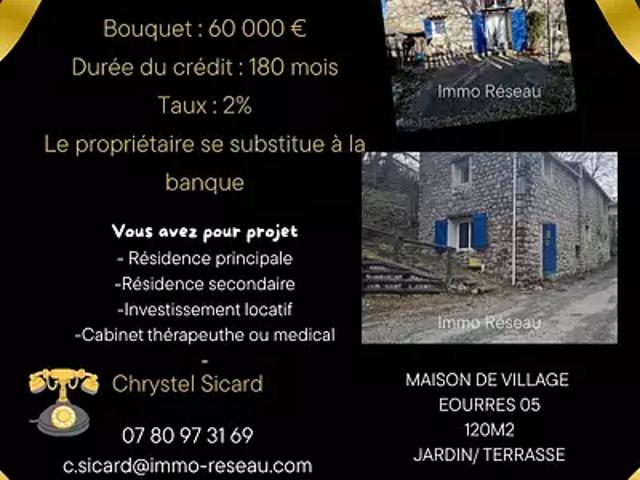Éourres 05300 Achat / Vente maison 4 pièces t4 terrasse