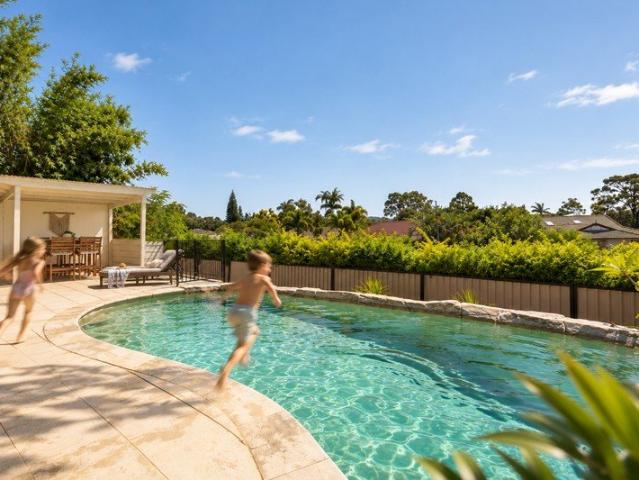 Elevated family entertainer with saltwater pool