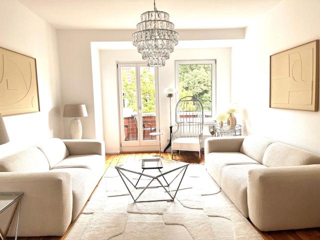 Elegant, Fully Furnished 6 Room Apartment in a Historic Gründerzeit Villa – 2nd Floor & Attic, Garden, Southwest Facing Balcony, Berlin Amsterdam Apartments for Rent