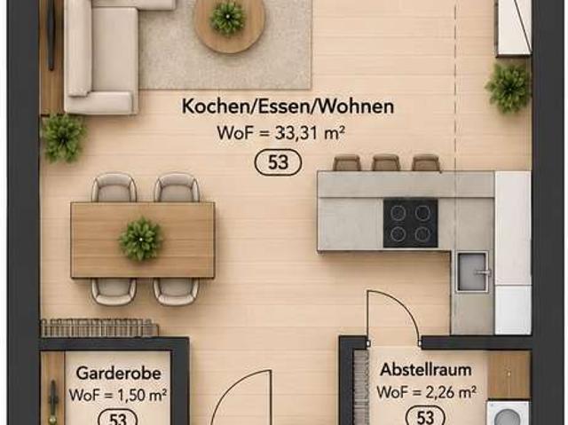 Elegante 2 Zimmer Wohnung im Erdgeschoss
