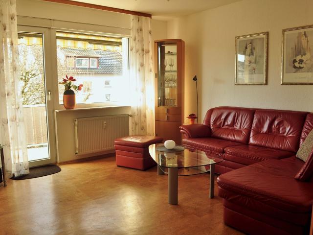 Elegantly furnished apartment with southwest balcony and shared garden terrace