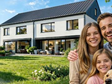 Nowoczesny bliźniak 129 m² z dużym ogrodem i jasną strefą dzienną