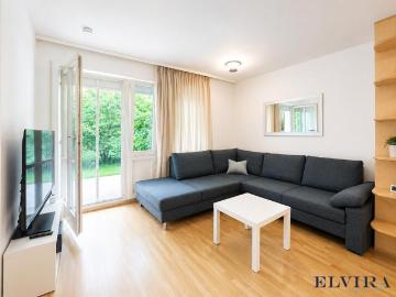ELVIRA Schwabing West, stilvoll möblierte 2 Zimmer Wohnung mit sonniger Westterrasse und Gartenanteil