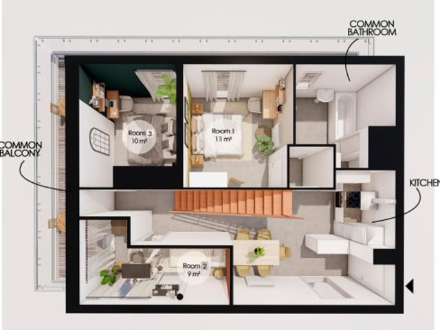 Emménage dans cette chaleureuse logement de 9 m² d'un duplex parisien en coliving PA103