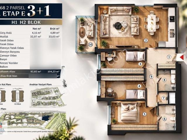 Emlak Konut 3. Etapta 3+1 | 34 M² Net Salon | 95 M² Net Fırsat