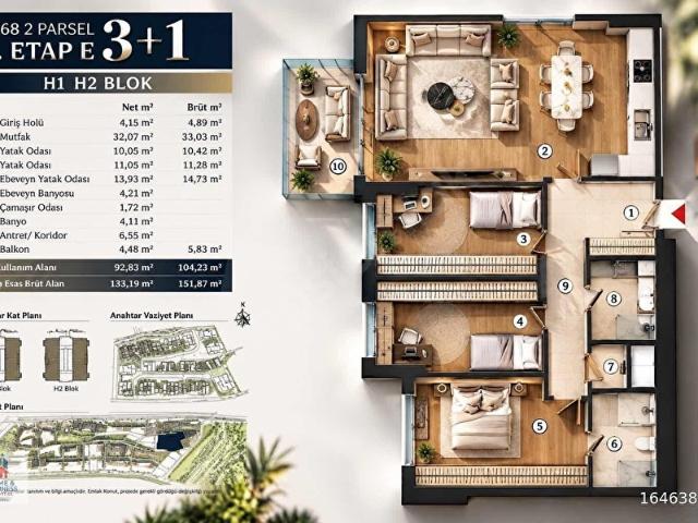 EMLAK KONUT 3. ETAPTA 3+1 34 M NET SALON 95 M NET FIRSAT