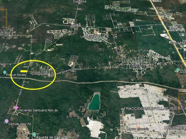 En Venta Terreno de 10,420M2 sobre la Carretera Noc Ac en el entronque a Cosgaya