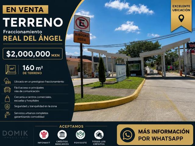 EN VENTA Terreno en Fraccionamiento Real del Ángel $2,000,000 MXN