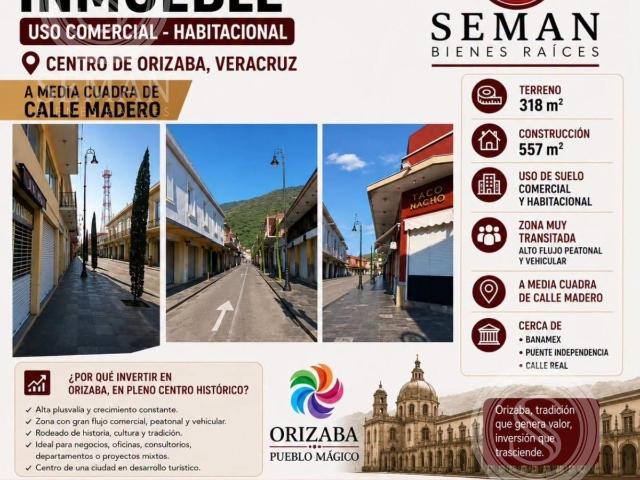 EN VENTA PROPIEDAD PARA INVERSION ZONA CENTRO ORIZABA, VERACRUZ