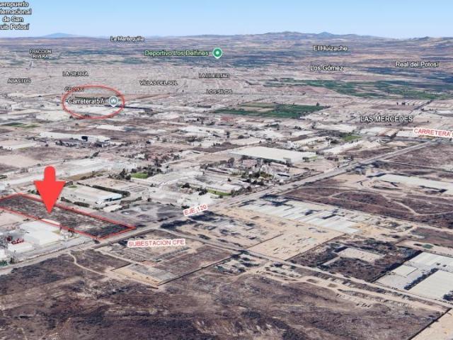 EN ESQUINA Terreno 5 Ha Eje 120 Zona Industrial FFCC SLP