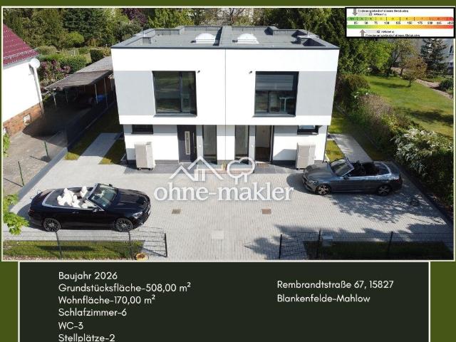 Energieeffizient A+: Doppelhaushälfte 170 m², 7,5 Zi, 3 Bäder, ohne Makler