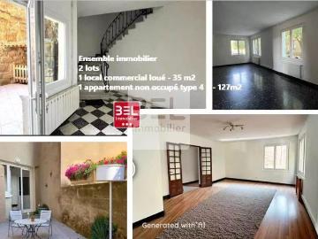 Ensemble Immobilier 2 Lots: Appartement + Commerce 128m² Laudun l'Ardoise