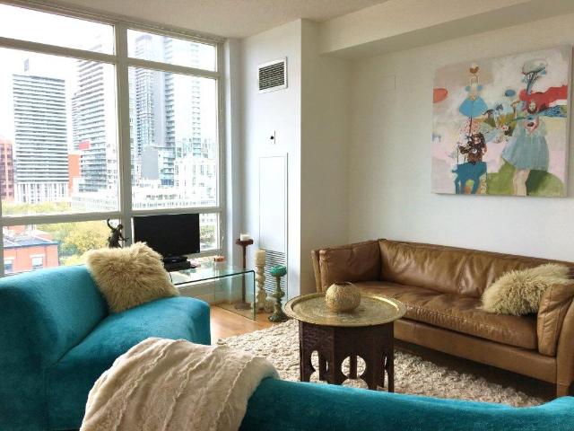 Entertainment District Toronto Furnished Condo Rental at Apex at City Place Contemporary 1 Bedroom plus Den with City Views and Balcony
