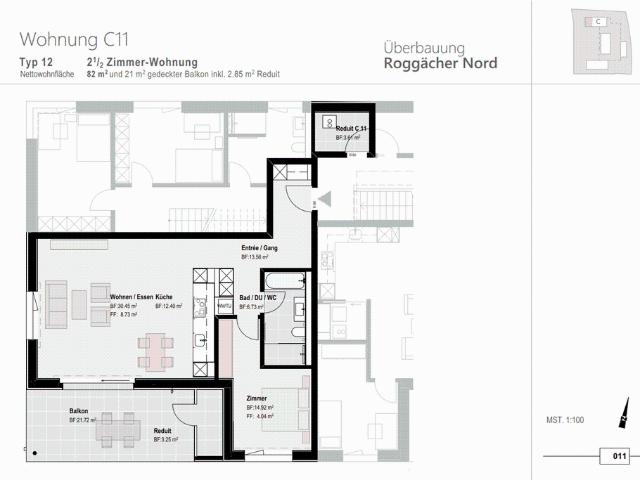 Erstbezug 2 1/2 Zimmer Wohnung in neuer Überbauung Roggächer Nord