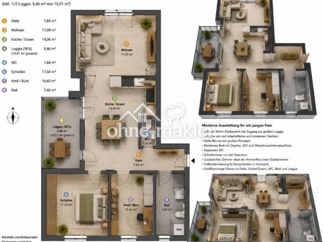 Erstbezug am Hofgarten | 3 Zi. | Loggia | EBK | TG mit Wallbox | Bestlage Öhringen Süd