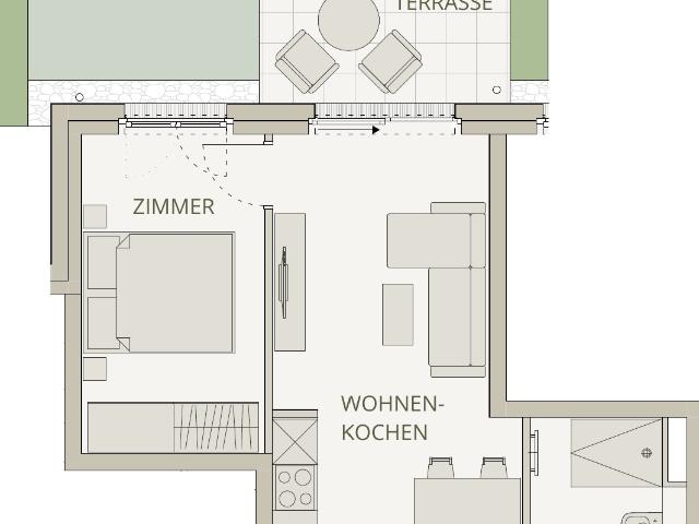 Erstbezug in Altglienicke möblierte 2 Zimmer Neubauwohnung mit Terrasse und Garten