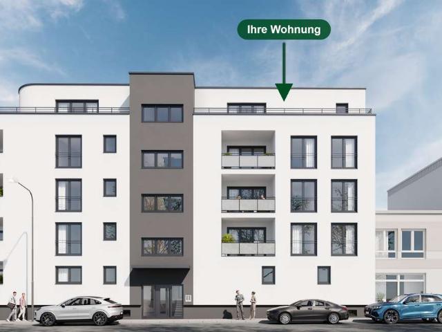 Erstbezug Innenstadt Weiden: 2,5 Zi. Penthouse mit Büro, Ost Dachterrasse & TG, Altstadt 6 Min