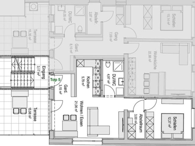 Erstbezug nach umfassender Sanierung – hochwertige 2 Zimmer Wohnung mit großem Balkon in Lustenau