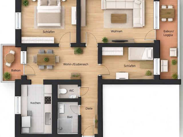 Erstbezug nach umfassender Sanierung & Renovierung moderne 3,5 Zimmer Wohnung mit Loggia & Balkon