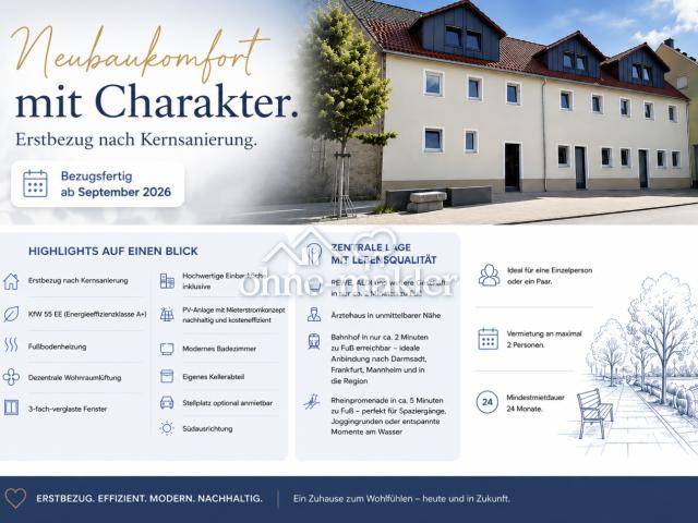 Erstbezug nach Kernsanierung | KfW55 EE | 61 m² | EG | Bahnhof 2 Min. | Bezugsfertig 10/2026